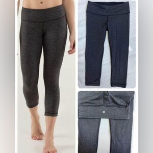 Lululemon Wunder Under Crop Leggings Heathered Gray Sz 6